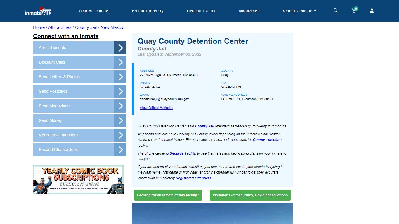 Quay County Detention Center - Inmate Locator - Tucumcari, NM