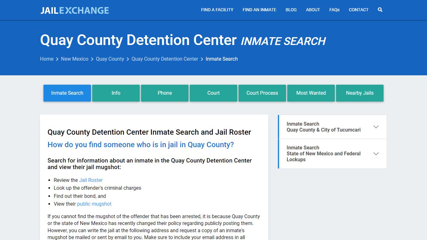 Quay County Detention Center Inmate Search - Jail Exchange