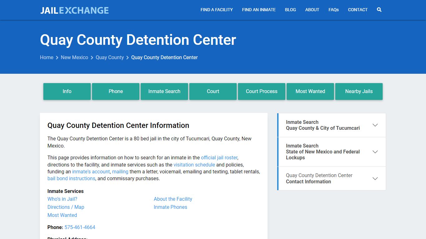 Quay County Detention Center, NM Inmate Search, Information - Jail Exchange